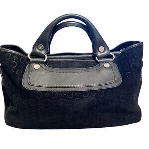 Céline Black Suede & Leather Boogie Bag with Silver Hardware